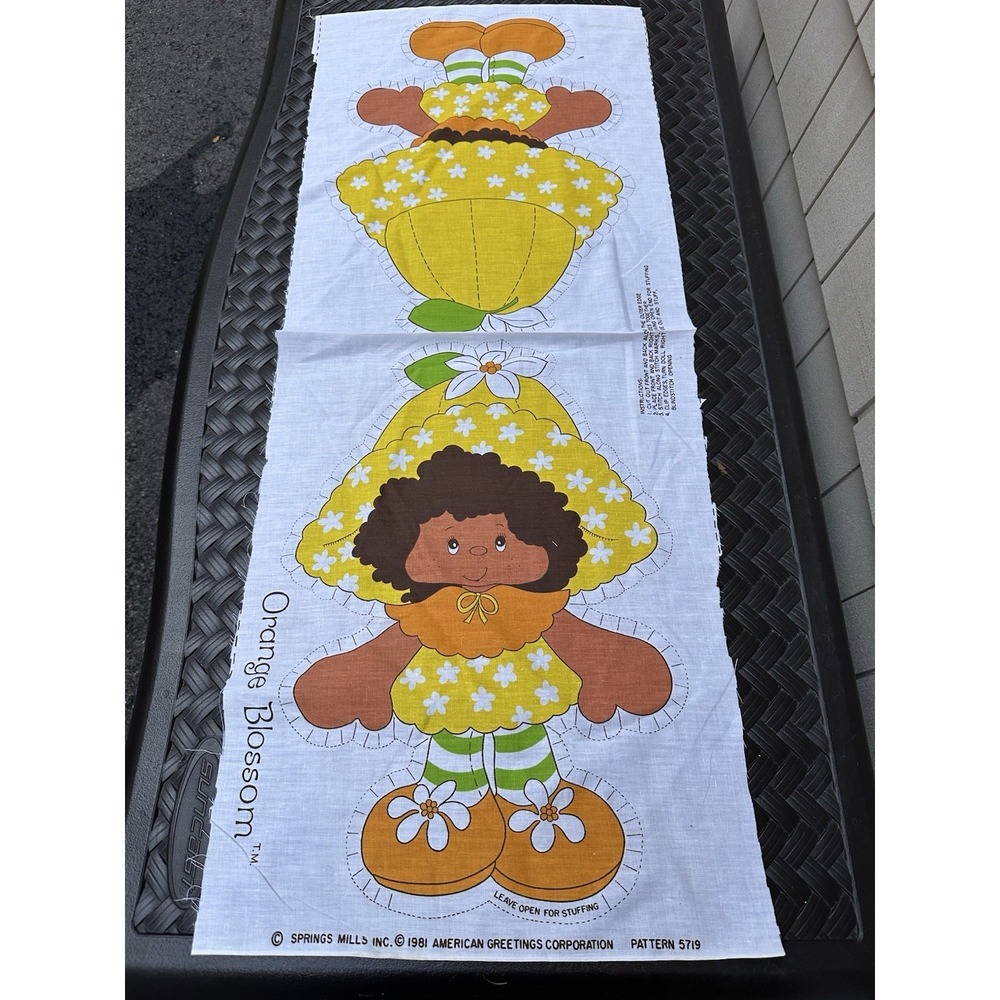 Vintage 1981 Fabric Panel Orange Blossom Strawberry Shortcake Cut N Sew